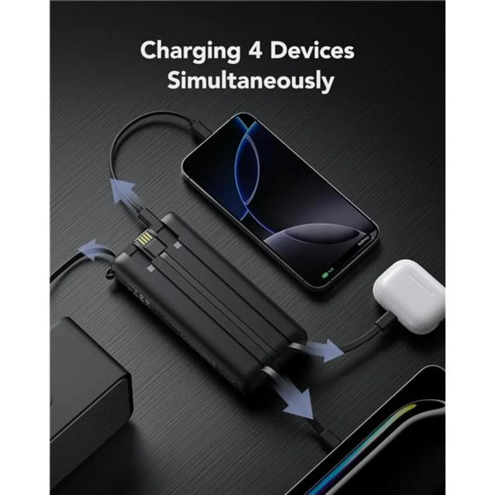 Portable Charger 20000mAh Built In Cables Fast Charging Power Bank for iPhone Sa